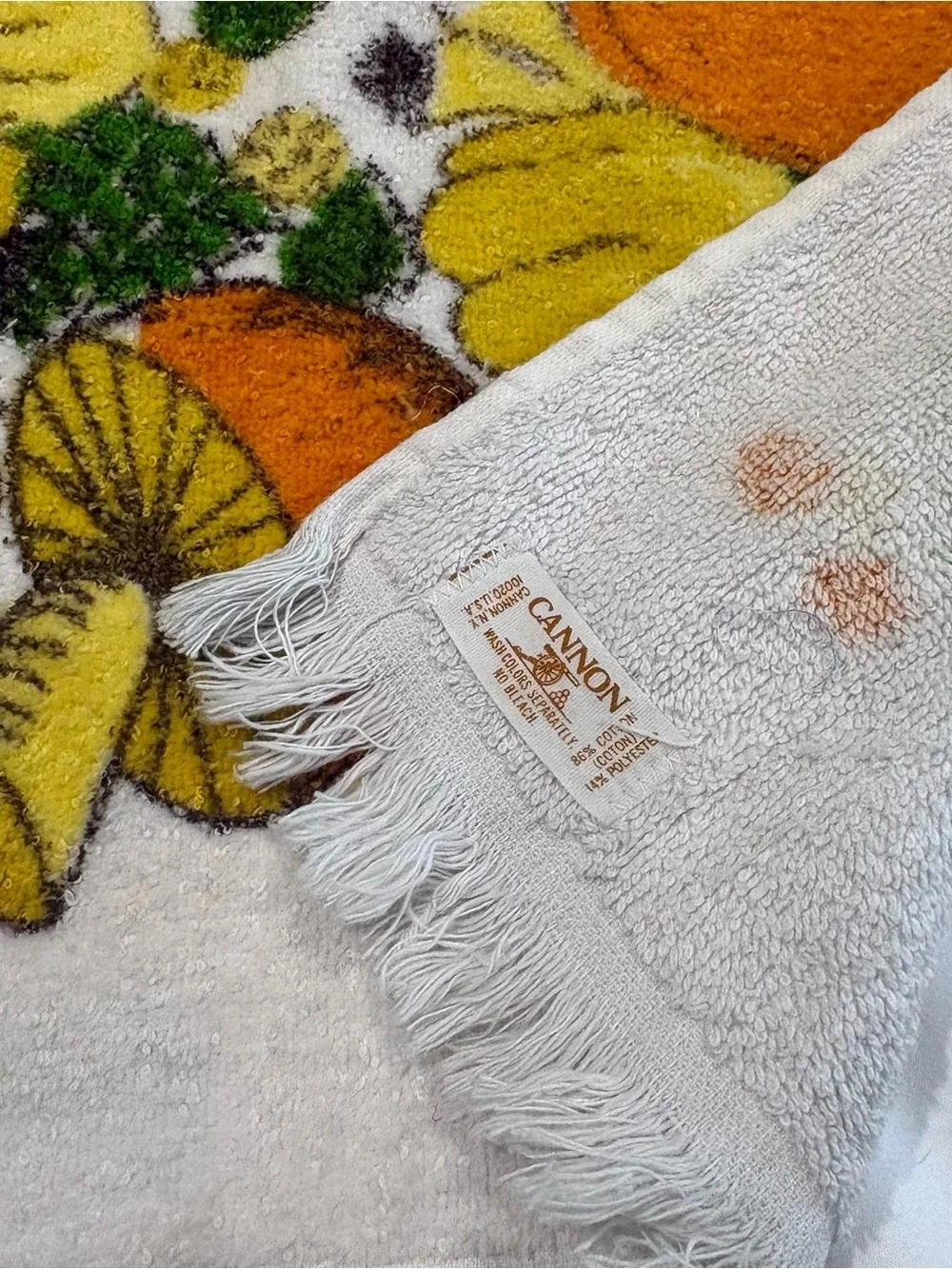 Vtg 70's Mushroom Cannon Kitchen Hand Towel Dish USA Cotton Terry Cloth MCM